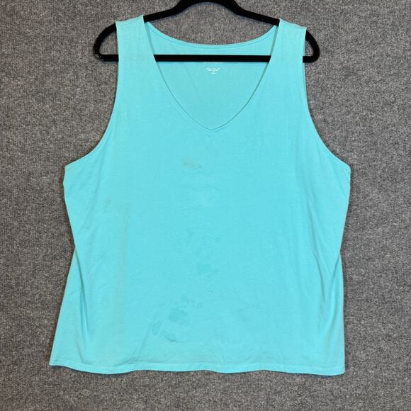 J.Jill Shirt Womens 3X XXL Blue Tank Top Pullover Plus Size Boho Vneck Flaw - Picture 2 of 8